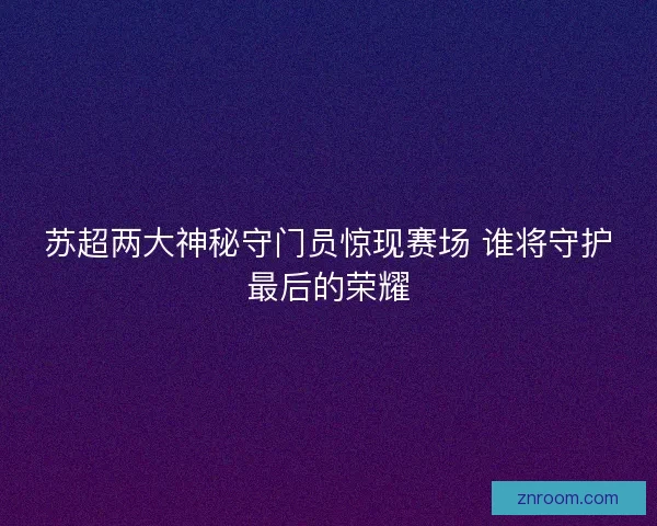 苏超两大神秘守门员惊现赛场 谁将守护最后的荣耀