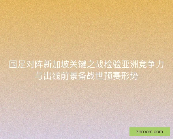 国足对阵新加坡关键之战检验亚洲竞争力与出线前景备战世预赛形势